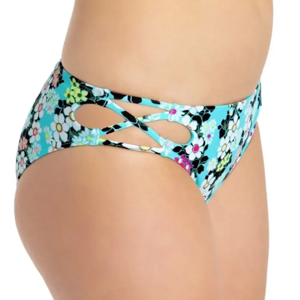 California Waves Floral Strappy bikini swim bottom